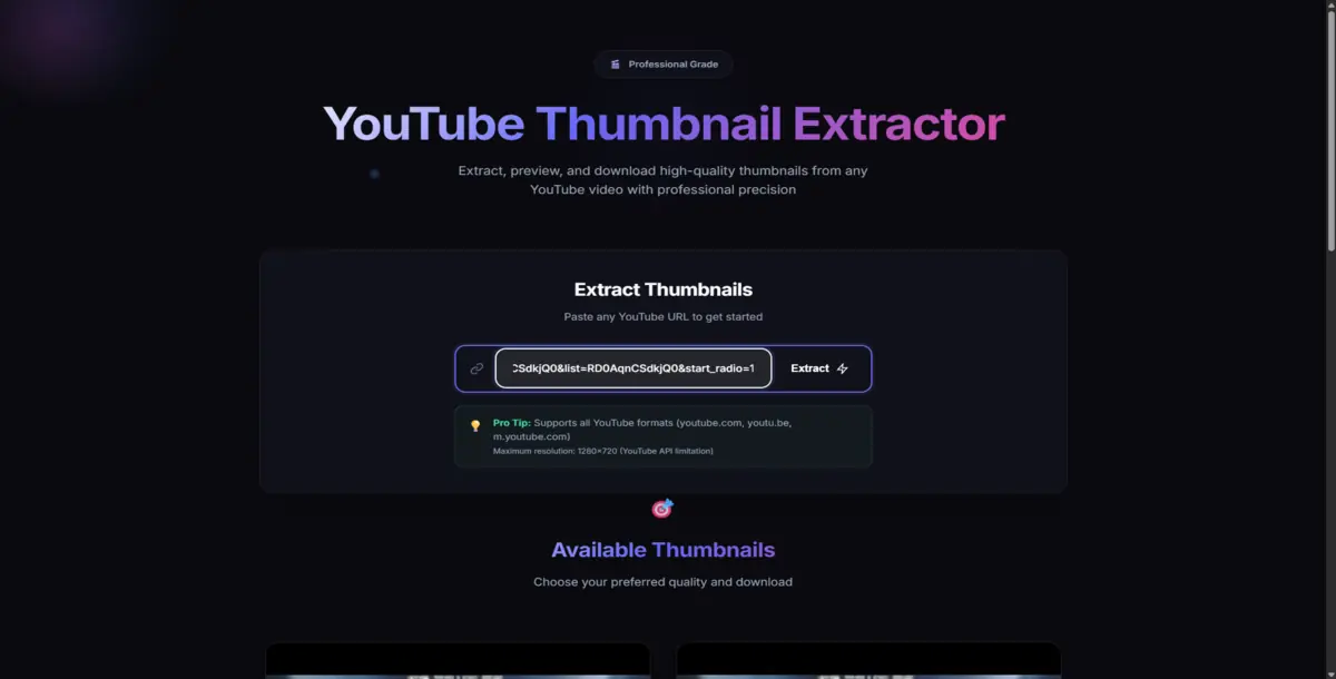 YouTube Thumbnail Downloader – Professional HTML & JavaScript Tool