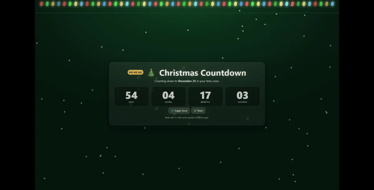 Festive Christmas Countdown | Holiday Website Template Digital New