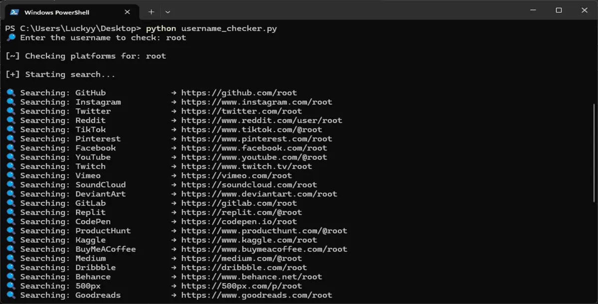 Universal Username Availability Checker (Python)
